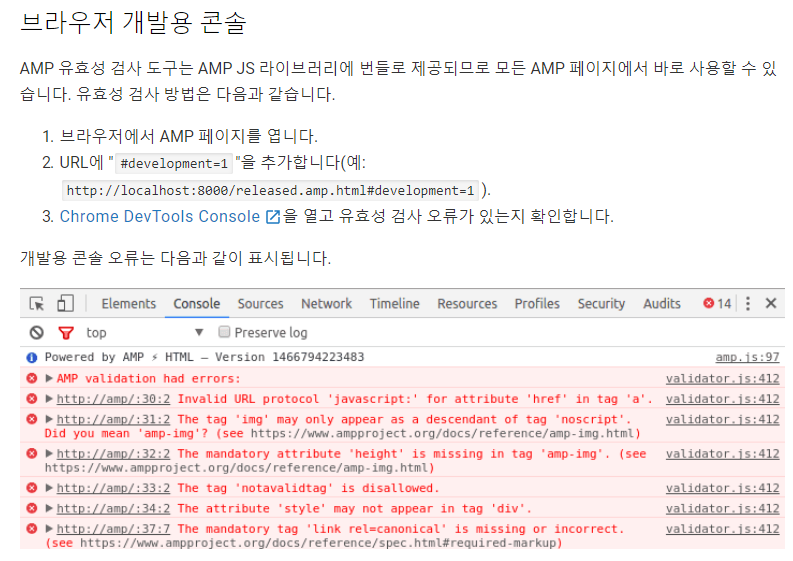 AMP 라이브러리 내장 유효성 검사 도구